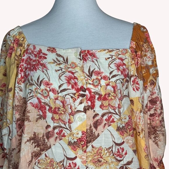Lauren Conrad‎ Floral Top Blouse Plus Size 3X Cottagecore Peasant Boho Prairie - Picture 2 of 13
